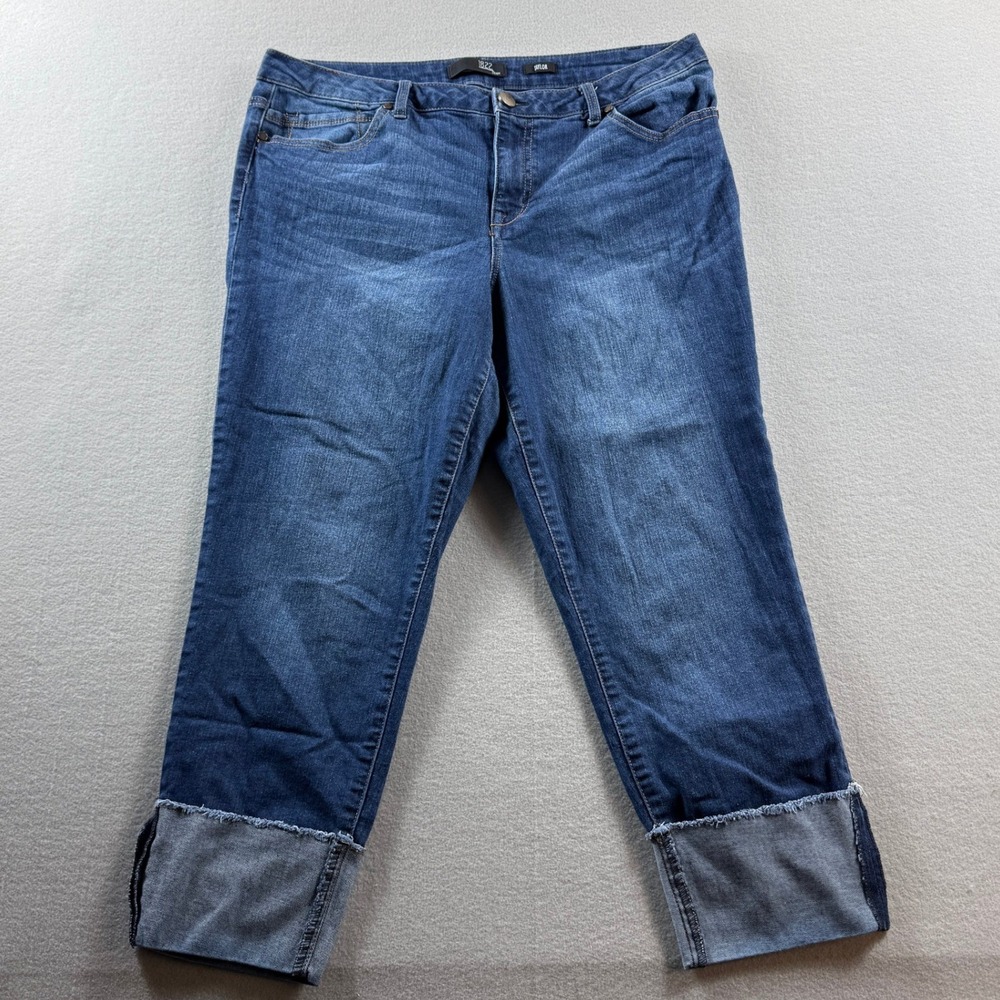 1822 Denim Taylor Jeans Womens 16 Blue Raw Hem Cuffed Mid Rise 34x23